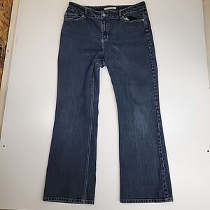 Chicos Platinum Jeans Womens Size 2 Boot Cut Medium Rise Dark Wash Stretch